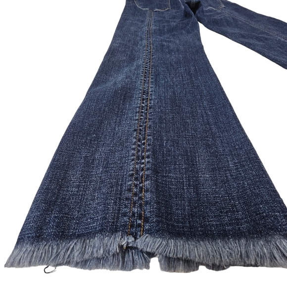 Nwot Liverpool Los Angeles Midrise The Crop Flare Dark wash Raw hem Jeans - Picture 8 of 17